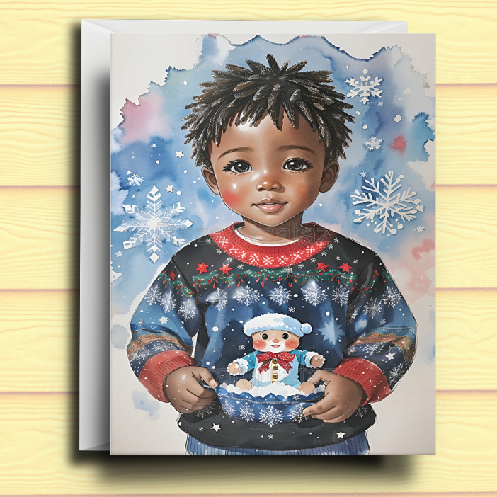 Black Boy L Christmas Card